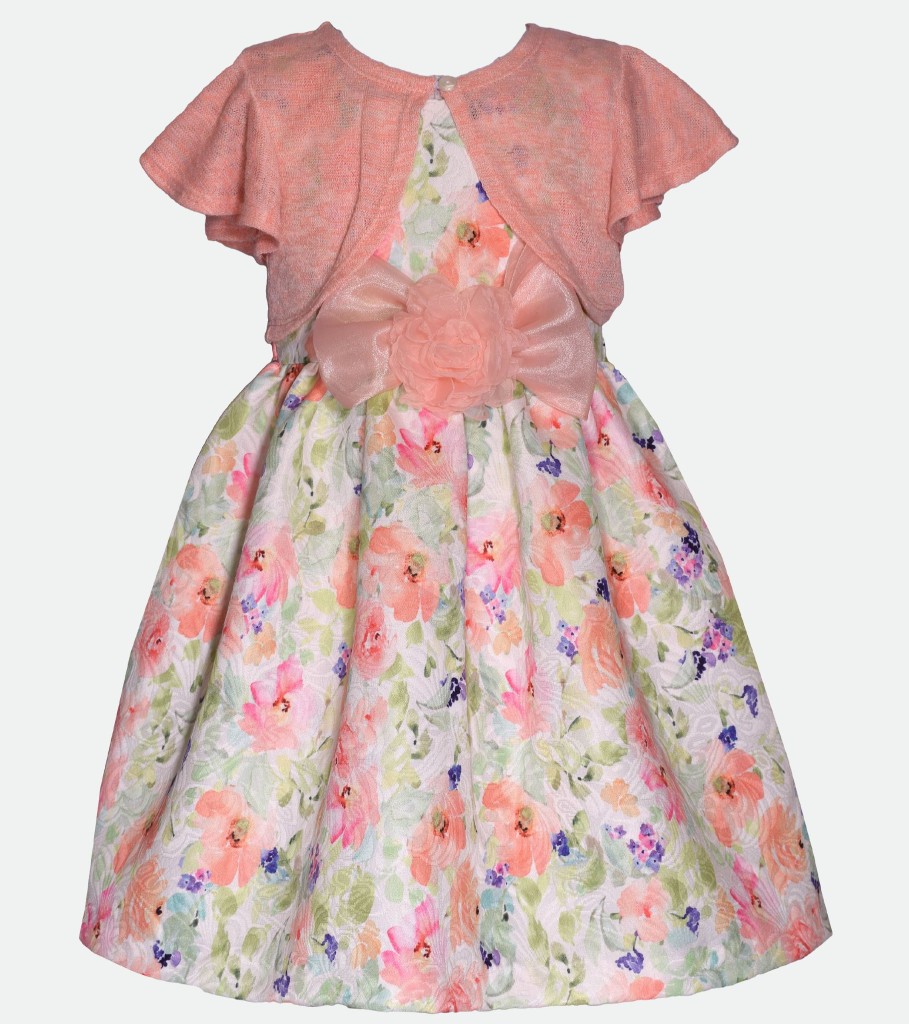 Dresses Bonnie Jean | Clementine Floral Dress With Cardigan