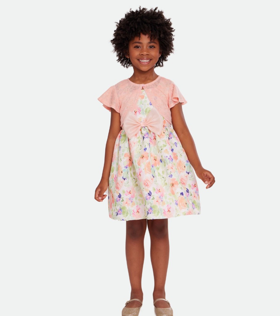 Dresses Bonnie Jean | Clementine Floral Dress With Cardigan