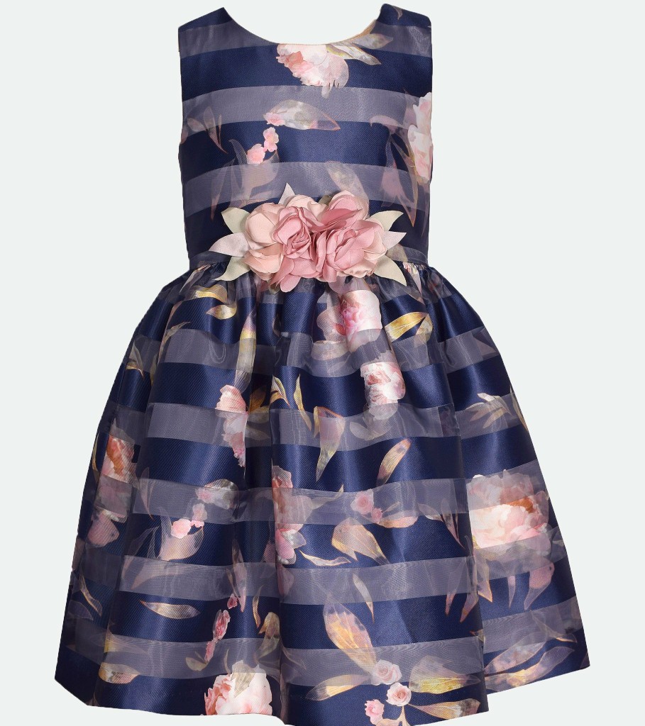 Dresses Bonnie Jean | Avery Floral Stripe Party Dress