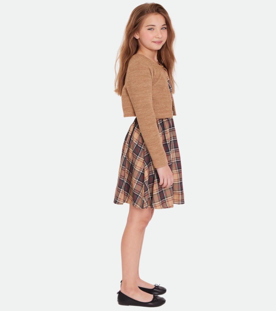 Sweaters & Coat Sets Bonnie Jean | Connie Plaid Cardigan Dress