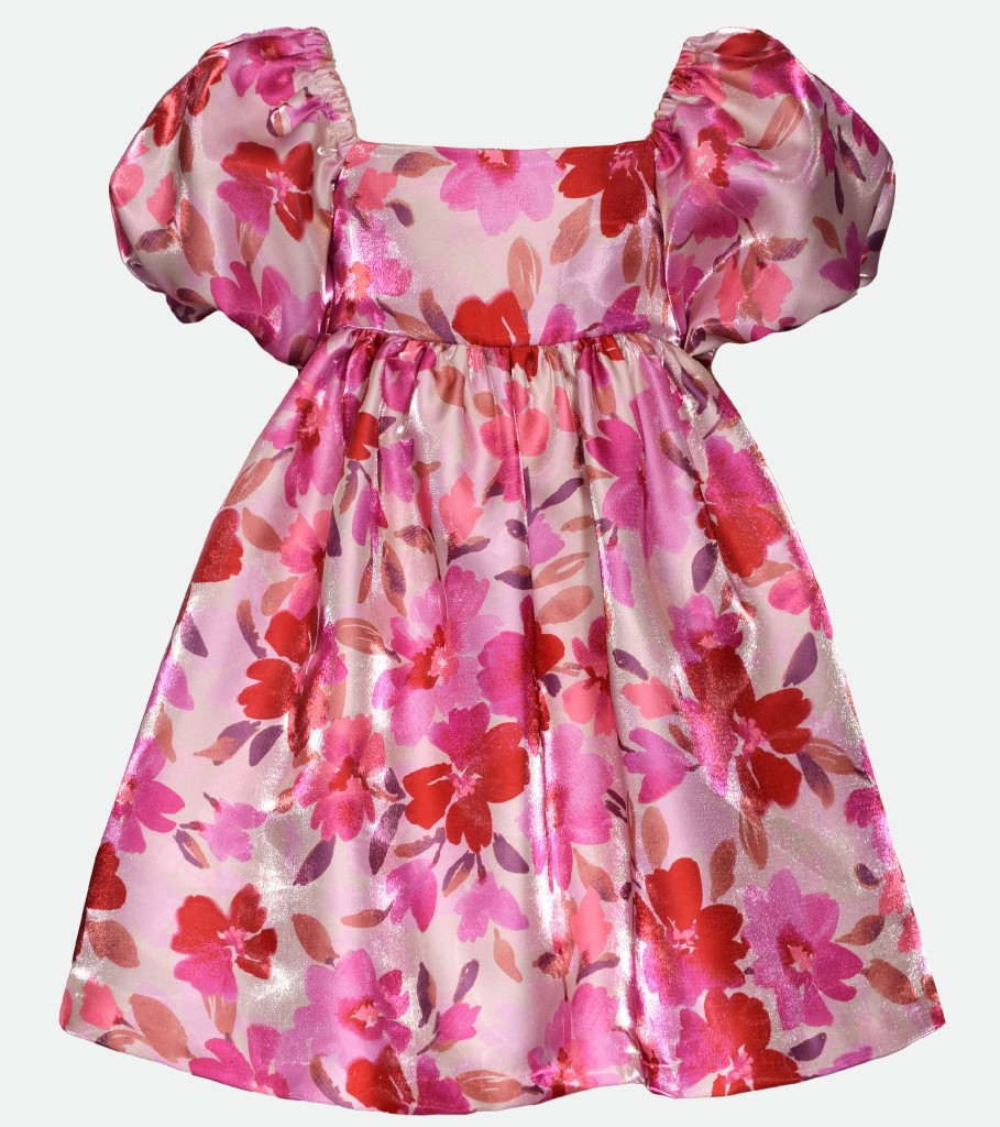 Dresses Bonnie Jean | Chloe Floral Puff Sleeve Dress