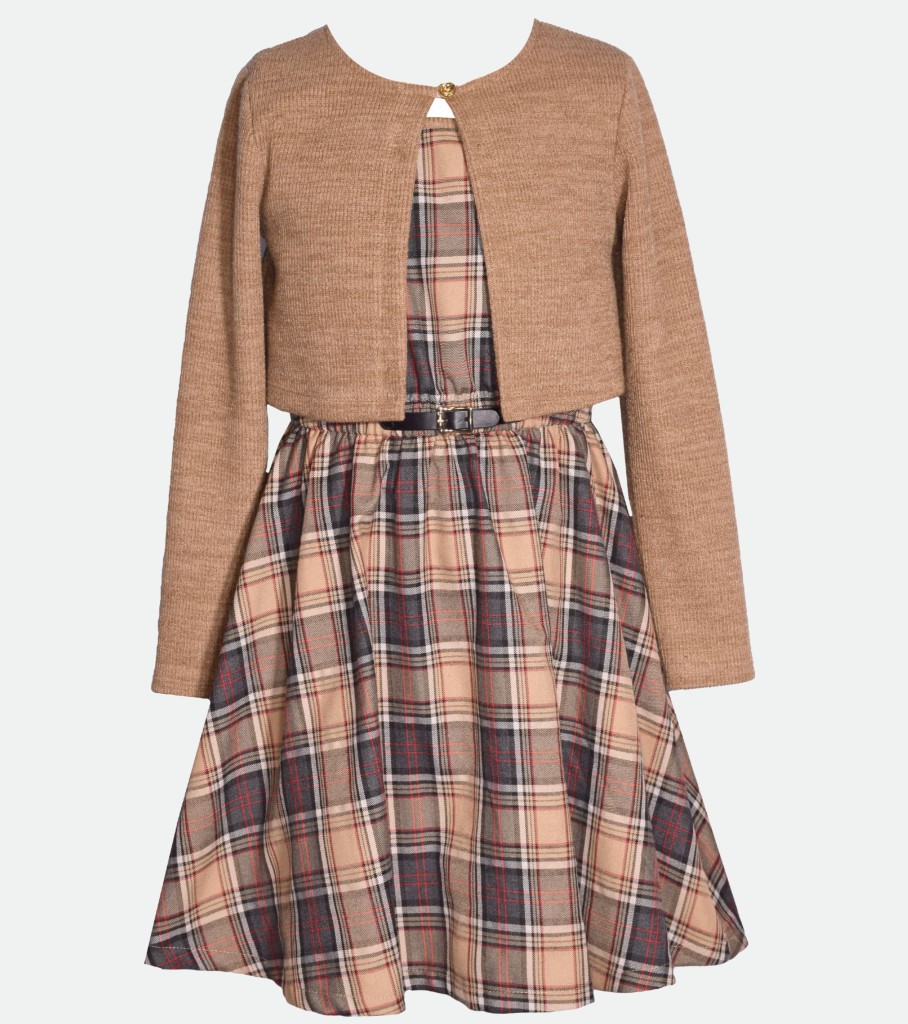 Dresses Bonnie Jean | Connie Plaid Cardigan Dress