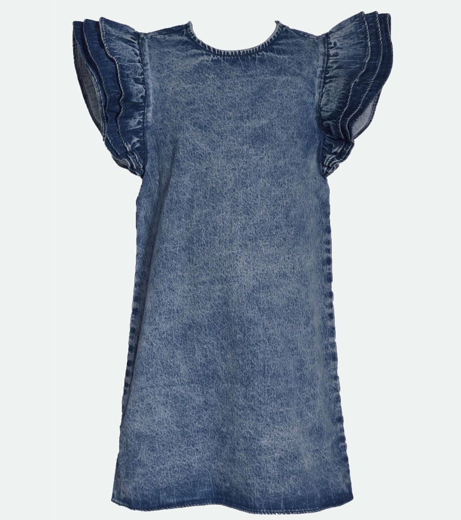 Dresses Bonnie Jean | Cora Ruffle Sleeve Denim Dress